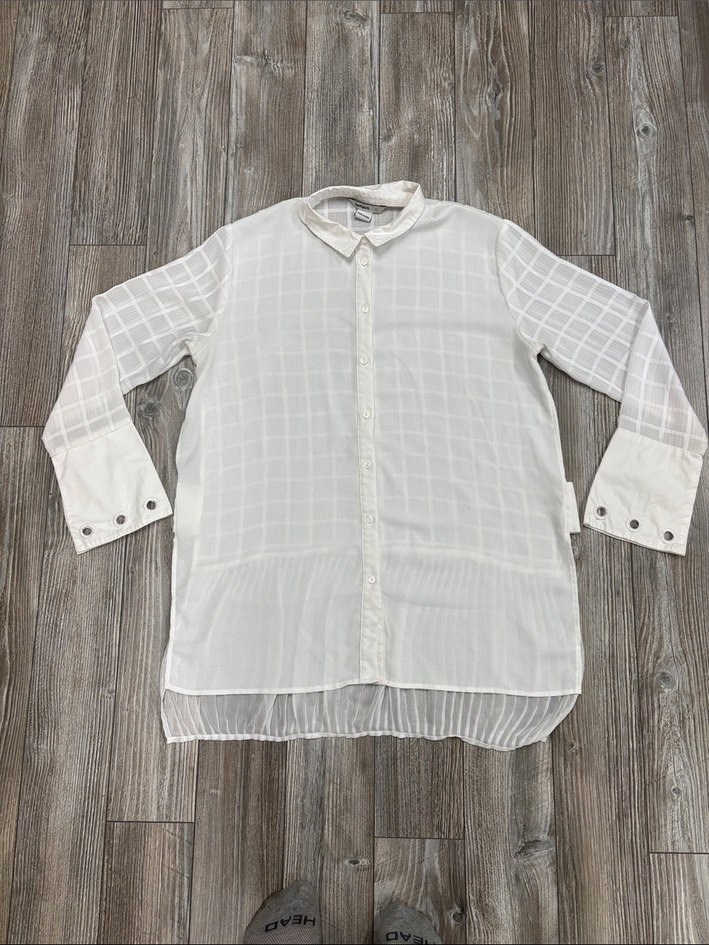 Desigual Sheer White Button-Up Blouse